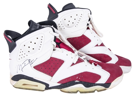 1991 Michael Jordan Game Used & Signed Air Jordan VI Sneakers Worn on October 29, 1991 vs Miami Heat at the Basketball Hall of Fame Centennial 100 Year Celebration Game (MEARS & JSA)